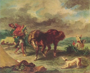 ウジェーヌ・ドラクロワ Painting - モロッコ人と馬 1857 ウジェーヌ・ドラクロワ